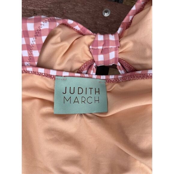 Judith March Women's Pink Gingham Cutout One-Piece Swimsuit Size L - Picture 5 of 5
